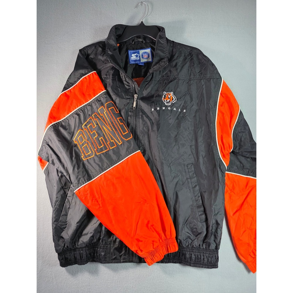 Vintage Starter NFL Cincinnati Bengals Windbreaker Jacket Mens Large Black